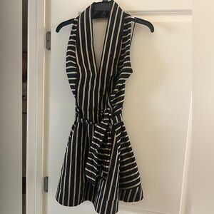 C/MEO Collective Black and White Striped Backless Dress